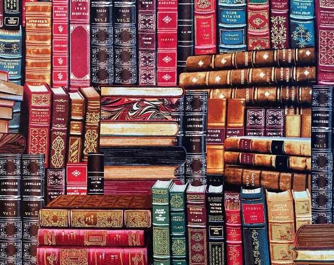 Vintage LIBRARY BOOKS Book Fabric - Timeless Treasures - 100% Cotton ...