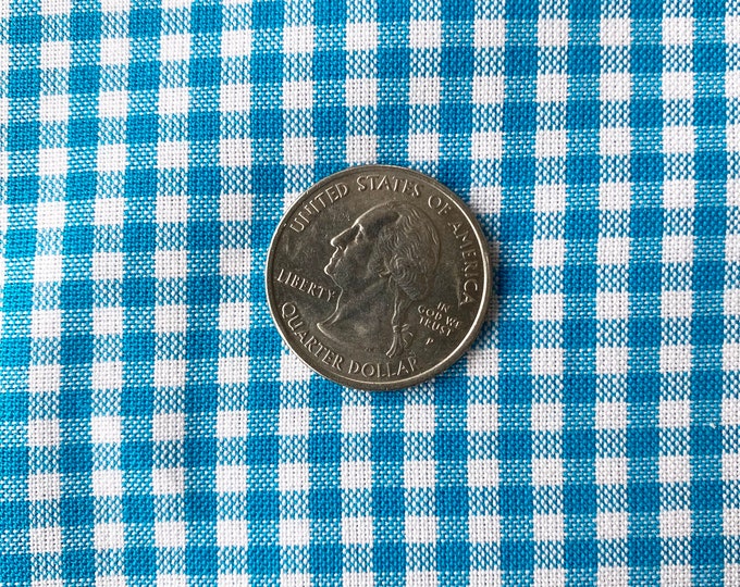 AQUA Turquoise GINGHAM Fabric by the Yard, 1/8" Robert Kaufman CAROLINA Gingham Fabric, 100% Cotton, Gingham Check Fabric White