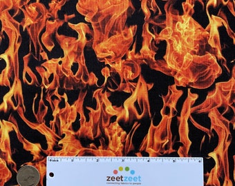 FLAMES FIRE Burning Fabric - Timeless Treasures - 100% Cotton Fabric by the Yard or Select Length - FIRE-C7734 Black