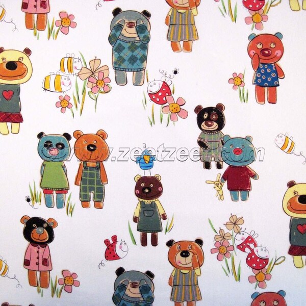 LITTLE CUB Club Alexander Henry 18 « x 22 » crème Quilt Fabric - FQ Fat Quarter - Rare & en tissu imprimé