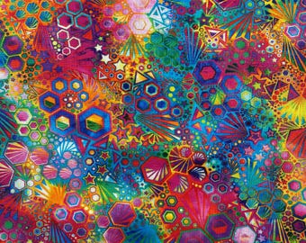 PHANTASMA RAINBOW Multi Fabric by the Yard - Robert Kaufman, 100% Cotton Quilting Fabric, Half Yard, Fat Quarter - SRKD-22693-263 Rainbow