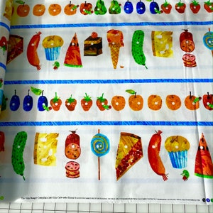 The Very Hungry Caterpillar FOOD STRIPES - 100% Cotton Quilt Fabric - From Andover Fabrics by Eric Carle - PO260-3472-M