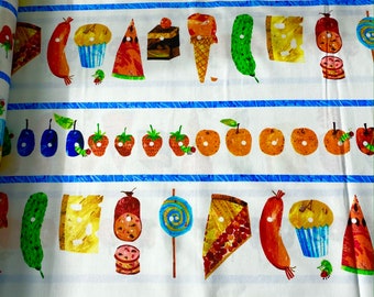 The Very Hungry Caterpillar FOOD STRIPES - 100% Cotton Quilt Fabric - From Andover Fabrics by Eric Carle - PO260-3472-M