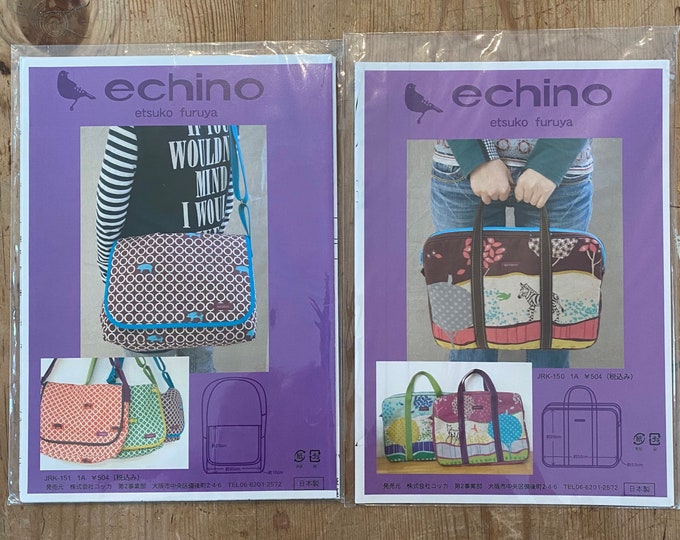 ECHINO LAPTOP Cases Sewing PATTERNS - Japanese - Diy How To Make Instructions Directions - Set of 2 Patterns