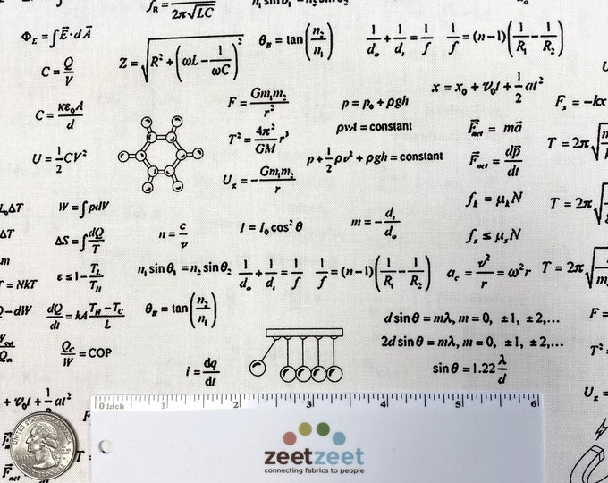 SCIENCE FAIR 2 Fabric - Robert Kaufman Fabric - SCIENTIFIC Science Math Formulas Fabric - White - Fabric by the Yard or Cut