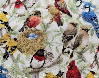 BEAUTIFUL BIRDS Fabric - Elizabeth's Studio - Cotton Quilt Fabric by the Yard or Length - 4320 Cream - Bird Quilting Sewing Cloth