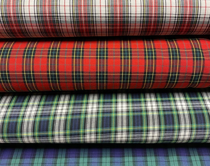 Small CLASSIC PLAID Cotton Fabric Red Navy Blue Green Black - Robert Kaufman - SEVENBERRY - by the Yard or Select Length