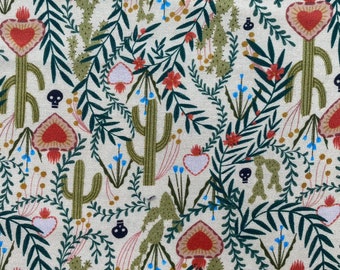 CACTI FLORAL Fabric - STELLA-DFG2530  Multi - Viva La Vida Frida Fabric by the Yard - 100% Cottonl- Dear Stella - Frida Kahlo Quilt Fabric