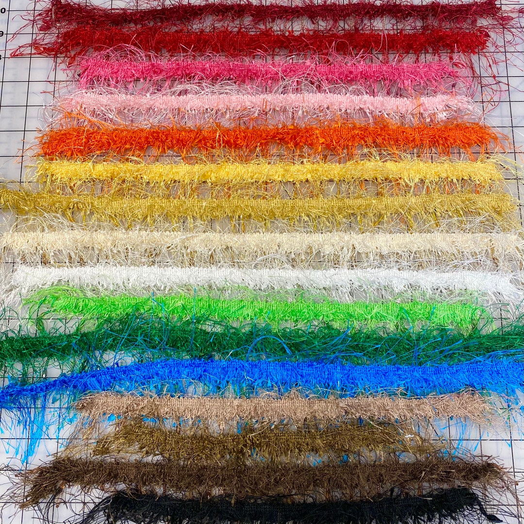 BEADED EYELASH TRIM Choose Color & Quantity White Ivory Cream Pink Lime Green Black Red Orange