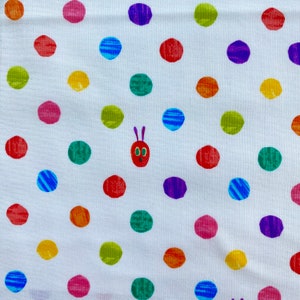 はらぺこあおむしの庭の水玉模様 ホワイト マルチカラー - 100% コットン キルト生地 - エリック・カール作 Andover Fabrics - A-9202-X