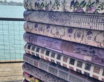 Eclectic Elements PURPLE PALETTE Tim Holtz - 100% Cotton Quilting Fabric, by the Yard, Half Yard, or Fat Quarter Violet Lavender