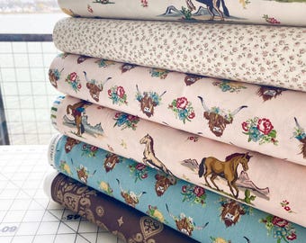 COWGIRL Fabric - 100% Cotton Quilt Fabric by Riley Blake - Select Yard or Cut - Echo Park Paper Co HORSES Panel