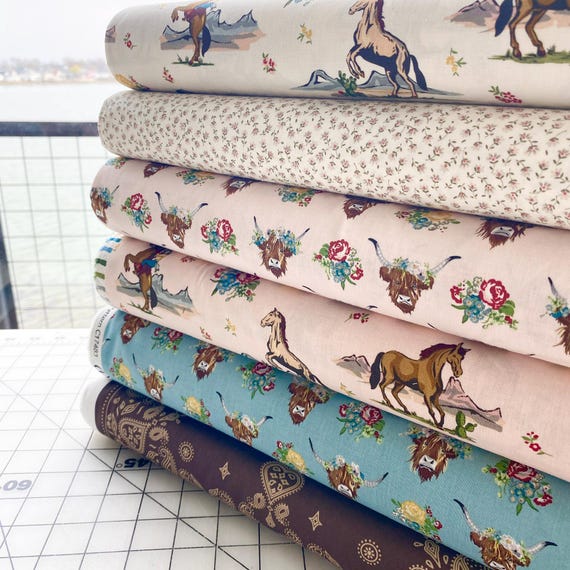 COWGIRL Fabric - 100% Cotton Quilt Fabric by Riley Blake - Select Yard or Cut - Echo Park Paper Co HORSES Panel