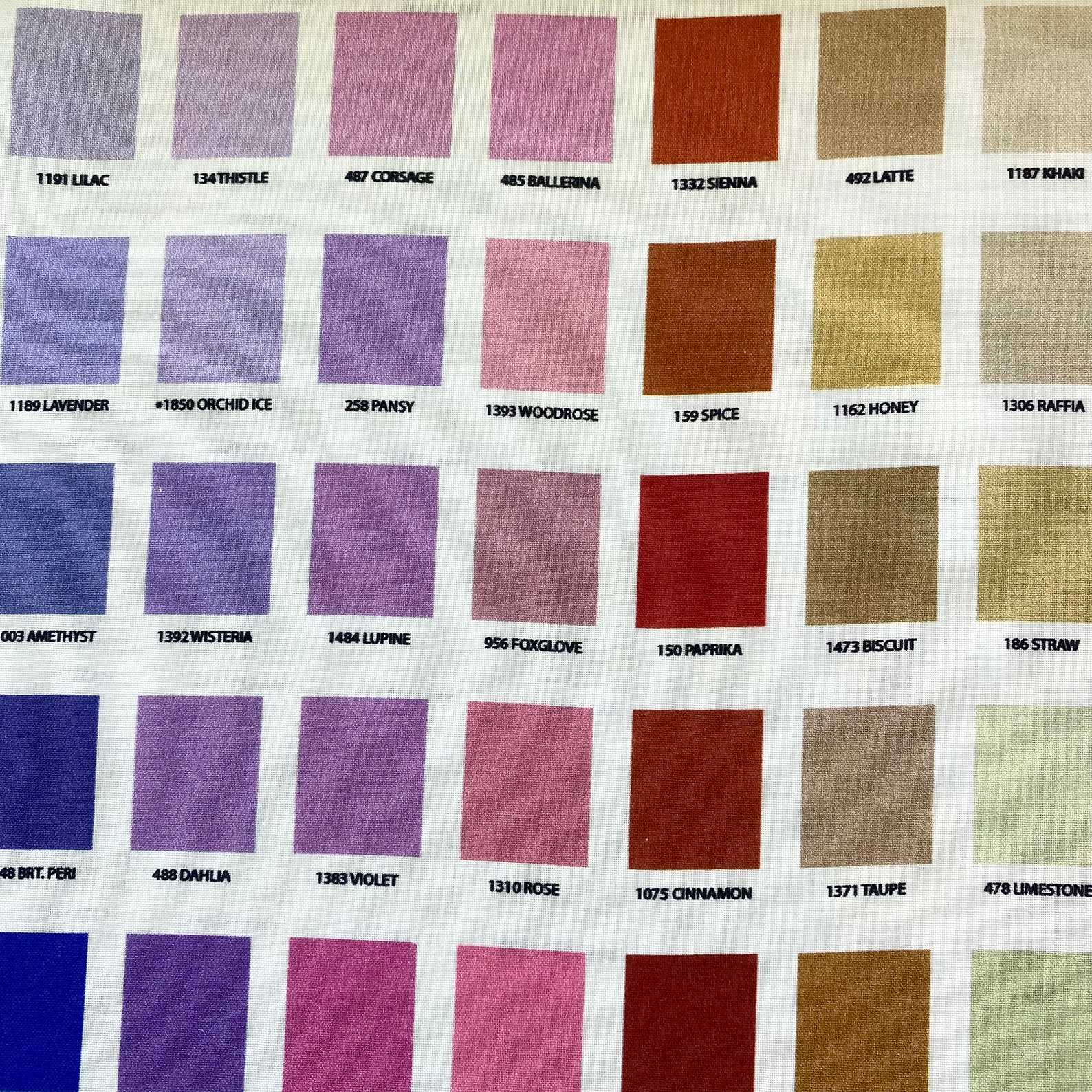 RARE Robert Kaufman Fabrics - KONA COTTON - Printed Color Chart Color ...
