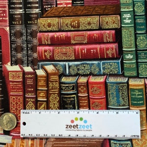 Vintage LIBRARY BOOKS Book Fabric Timeless Treasures 100% Cotton Fabric by the Yard or Select Length LIBRARY-Cm-8214 Multi Gold image 3