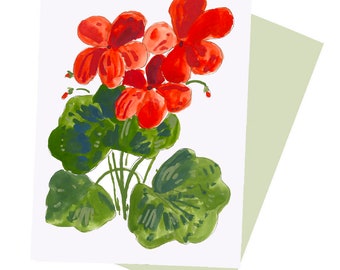 Red Geranium Notecard