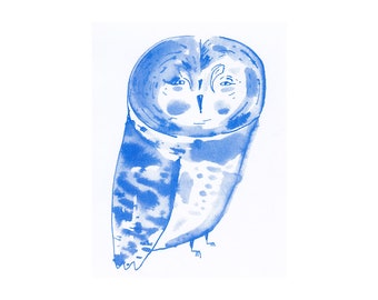 Blue Owl, Riso print