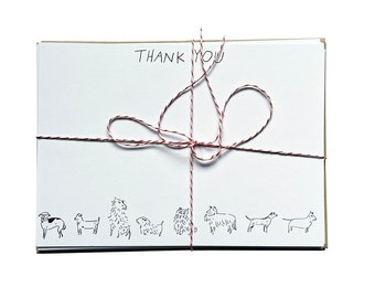 Thank you, dogs notecards, set of 10