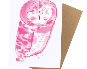 Pink Owl Notecard