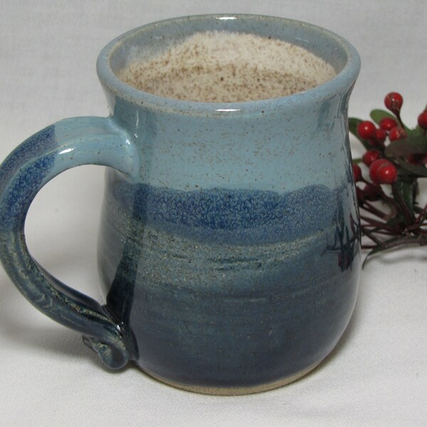 Two Toned Blue Stoneware Pottery Mug
