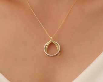 Sterling Silver Ring Holder Necklace, Engagement Ring Keeper Pendant