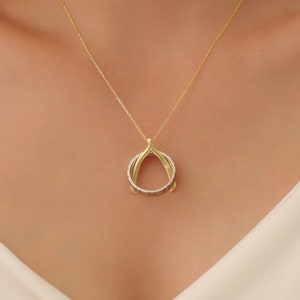 Sterling Silver Ring Holder Necklace, Engagement Ring Keeper Pendant