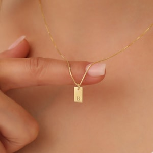 Colar de etiqueta inicial de prata, colar de etiqueta de barra personalizado, colar com pingente de letra gravada personalizado, colar de etiqueta de barra personalizado, inicial personalizada