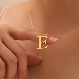 Two Interlocking Special Custom Design Letter Necklace, Custom Two Letter Necklace,  Christmas Gift