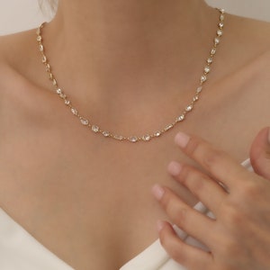 Gargantilla de tenis delicada, joyería minimalista para novias, collar delicado, regalo de Navidad