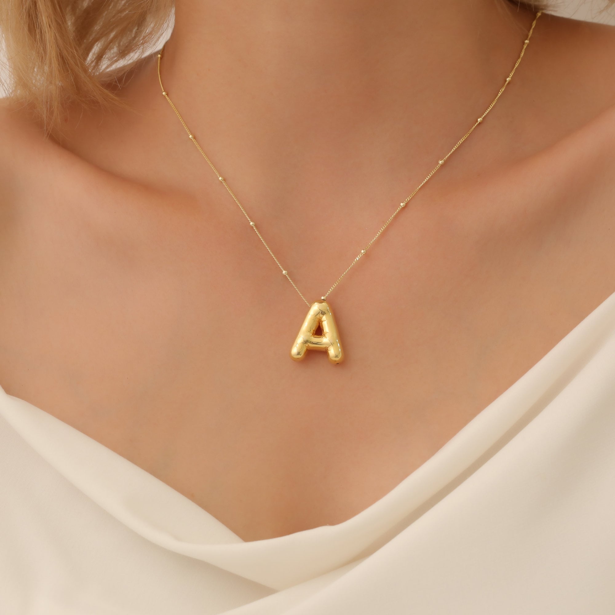 3D Bubble Letter Name Necklace - Custom Gold Initial Jewelry | Personalized Balloon Necklace