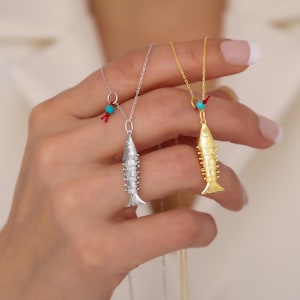 Movable 3D Articulated Fish Necklace, Movable Fish Pendant, Fish Lover Gift, Christmas Gifts