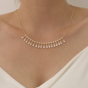 Gargantilla de cristal, gargantilla de tenis, joyería de cristal, regalo para dama de honor, joyería de boda, joyería nupcial, regalo para el Día de la Madre.