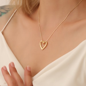 Offenes Herz Anhänger Halskette, Forever Pave Herz Halskette, Initial Herz Halskette, Minimalistische Herz Halskette, Muttertagsgeschenk