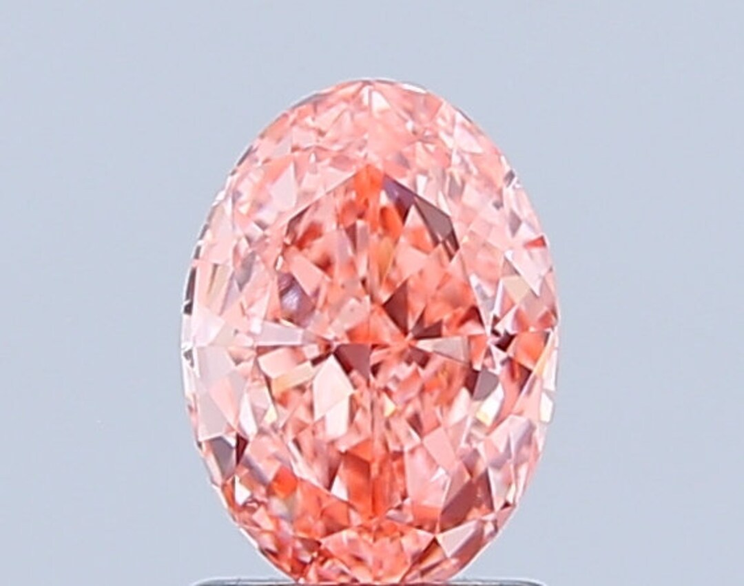 1.27 CT オーバルカット ファンシービビッド ピンク ラボ グロウン 