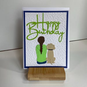 Cartes d'anniversaire faites main, cartes de voeux, carte d'anniversaire fille avec chien, joyeux anniversaire