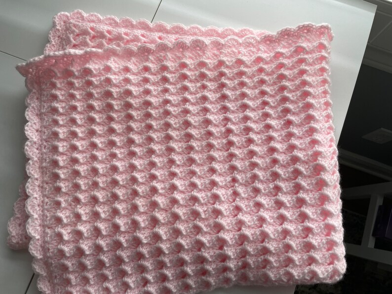 thumbnail image 2 of Handmade Crochet Baby Blanket – Made To Order – Choose Size For Bassinet, Crib, Or Moses Basket 2 of 4