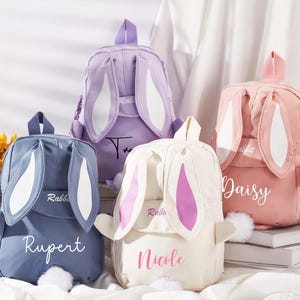 Sac à dos personnalisé avec oreilles de lapin pour filles, garçons, enfants, maternelle, sac à dos pour enfants d'âge préscolaire, sac à dos, cadeaux de Pâques