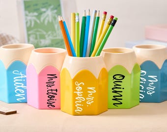 Personalized Pencil Holder For Desk,Decor For Classroom,Teacher Organization Preschool,Custom Teacher Gifts,Back To School Gifts For Teacher