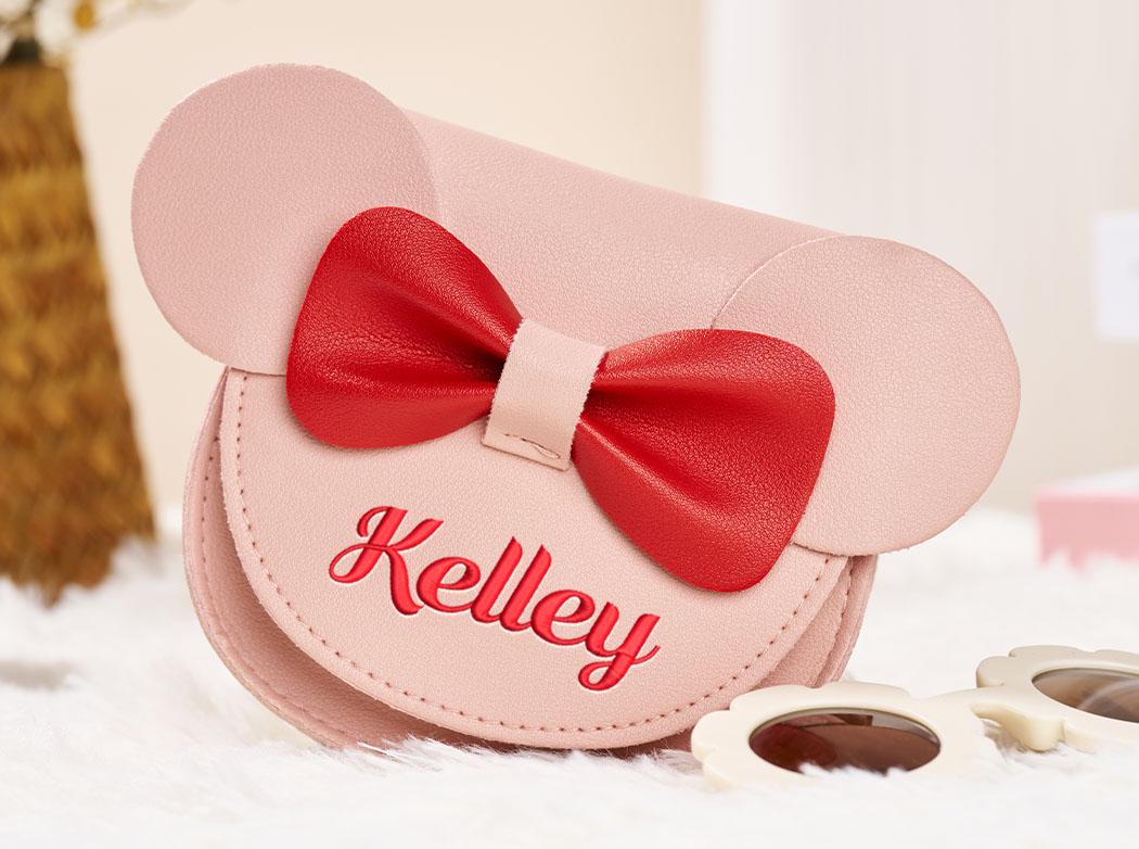 Personalized Toddler Little Girls Mrs. Mouse Crossbody Purse,Girl Small Handbag Accessory, Embroidered Name Mini Purse, Custom Birthday Gift