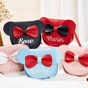 Porte-monnaie personnalisé pour fille, Porte-monnaie brodé pour tout-petit, Rentrée scolaire, Cadeaux pour petite fille, Cadeaux fleur pour fille, Mini-sac souris pour cadeaux d'anniversaire