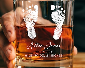 First Fathers Day Gift For Dad from Baby, Custom Baby Footprint Photo Beer Glass for New Dad, Personalized First Time Dad Gift from Wife