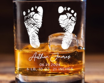 Personalized First Fathers Day Gift, Custom Baby Footprint Dad Whiskey Glass, Custom Daddy Gift from Baby, Best Daddy Ever Glass for New Dad