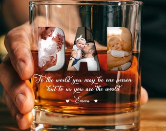 Personalized Fathers Day Gift, Custom Photo DAD Whiskey Glass for Dad, Custom Dad Whiskey Glass with Photo, Dad Gift from Kids or Wife