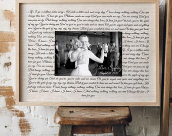 Regalo de la hija al padre de la novia, Arte personalizado con la letra de la canción de la boda, Regalo de la novia al padre, Regalo personalizado de padre e hija con foto