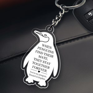 Custom Valentine&#39;s Day Keychain, You&#39;re My Penguin Keychain, Valentine&#39;s Day Gift For Him, Custom Couple Name Penguin Keychain For Boyfriend