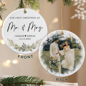 First Christmas Married Ornament, 1st Xmas As Mr & Mrs Ornaments, Wedding Photo Ornaments, Anniversary Gifts