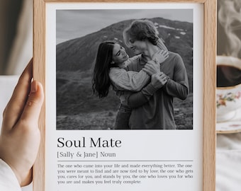 Personalized Soulmate Definition Wall Art, Valentine's Gift for Boyfriend