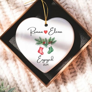 Personalized Engaged Christmas Ornament 2024, Just Engaged Ornament, Engagement Christmas Ornament, Gift For Newly Engaged Couple