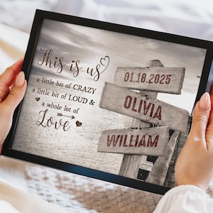 Personalized Street Sign Couple Canvas Wall Art, Crossroads Street Sign Gift For Сouples, Anniversary Gift For Husband, Couple Canvas Gift