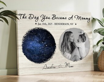 First Mothers Day Star Map Gift, Personalized Mommy Gift, Custom Date Constellation Print